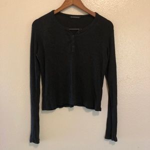 Brandy Melville Crop Henley Long Sleeve Shirt